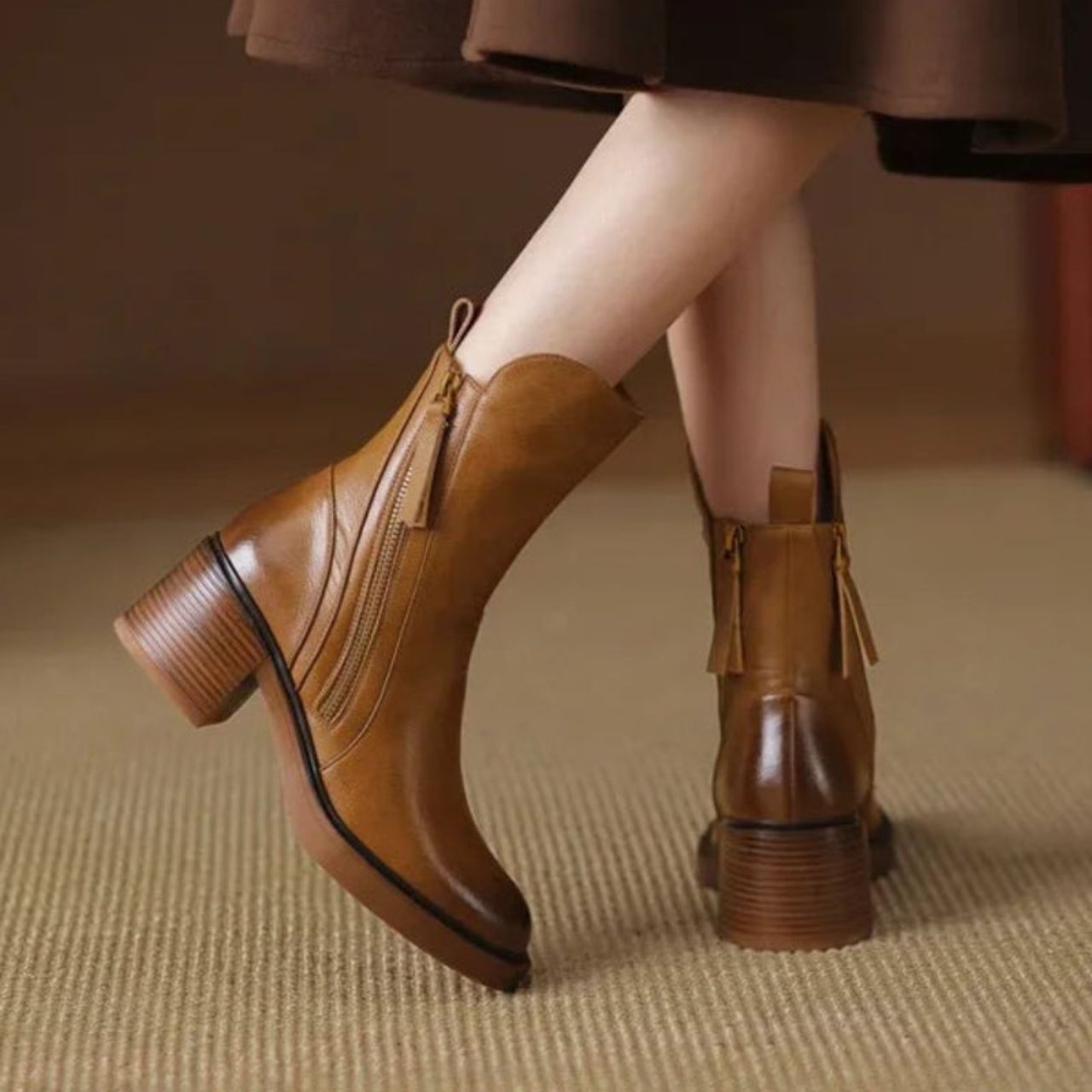 Camille™ | Bottine en Cuir à Talon Confort