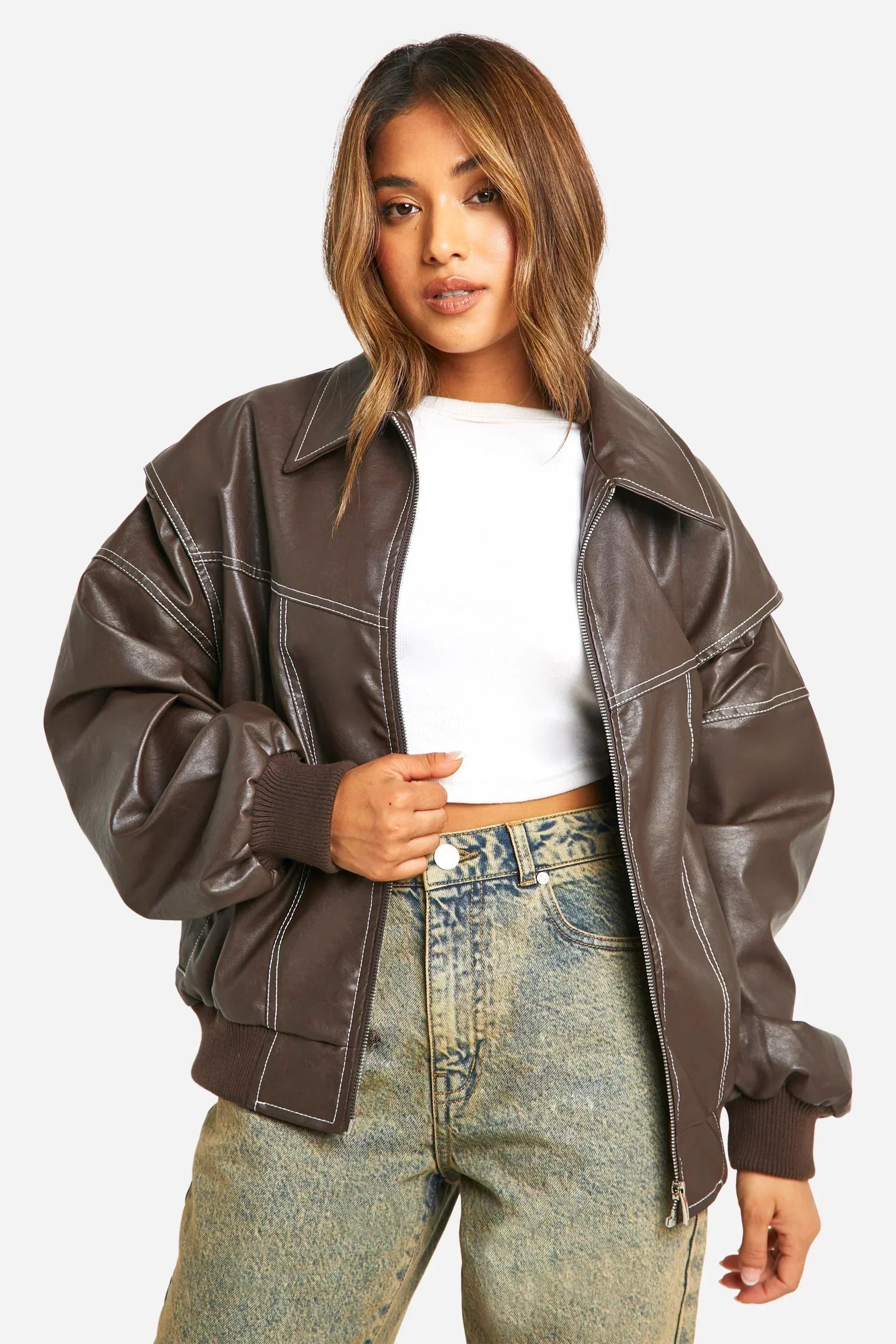 Marja | Veste bomber décontractée grande taille avec détails brodés