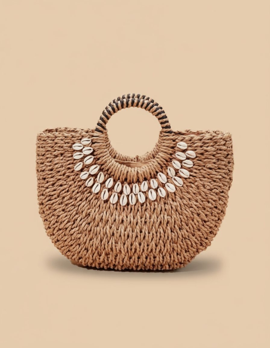 Isabella™ - Sac en Paille avec Décor Coquillage et Détails Faits Main