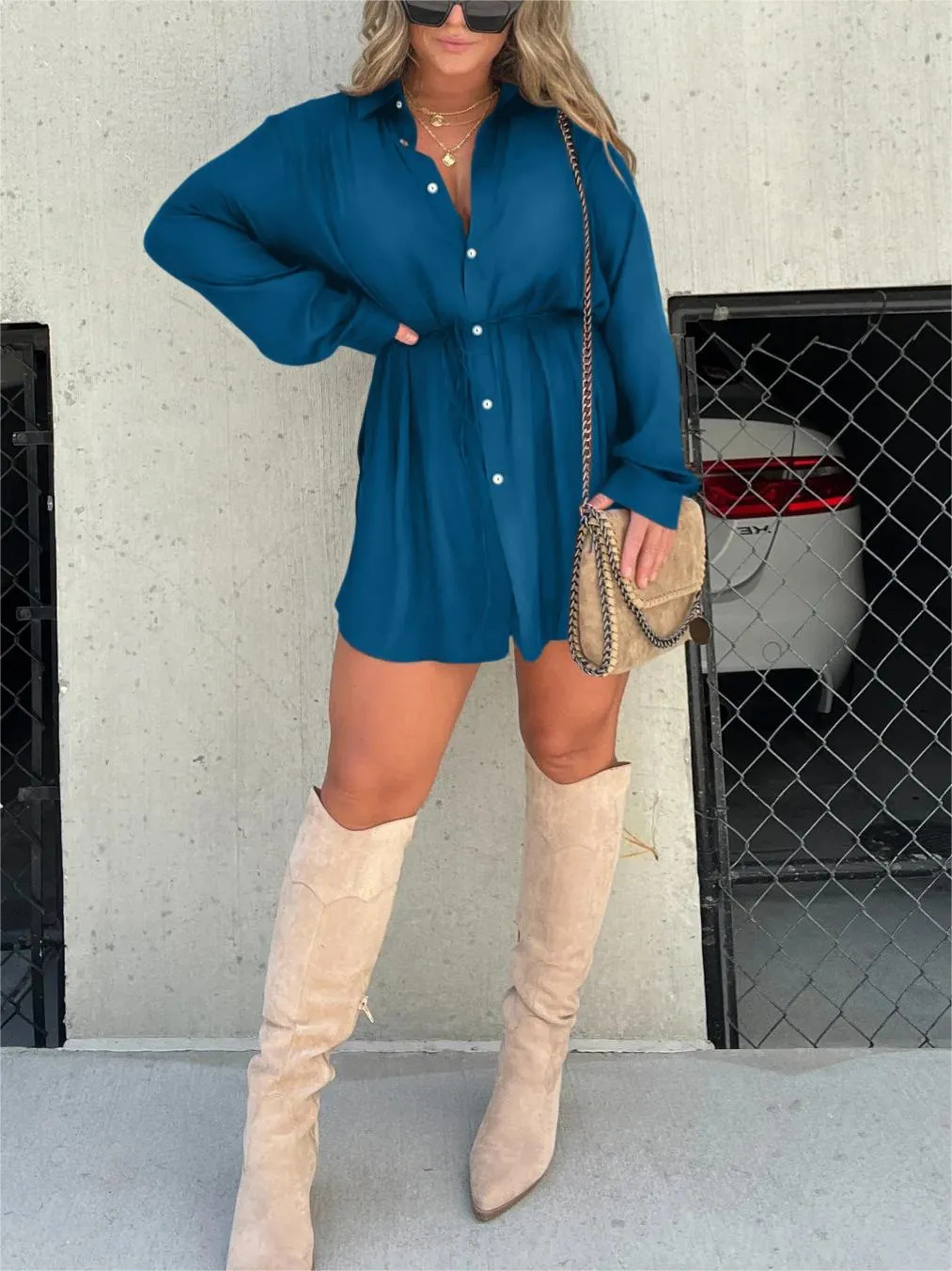 Natalia | Modna satynowa sukienka typu romper