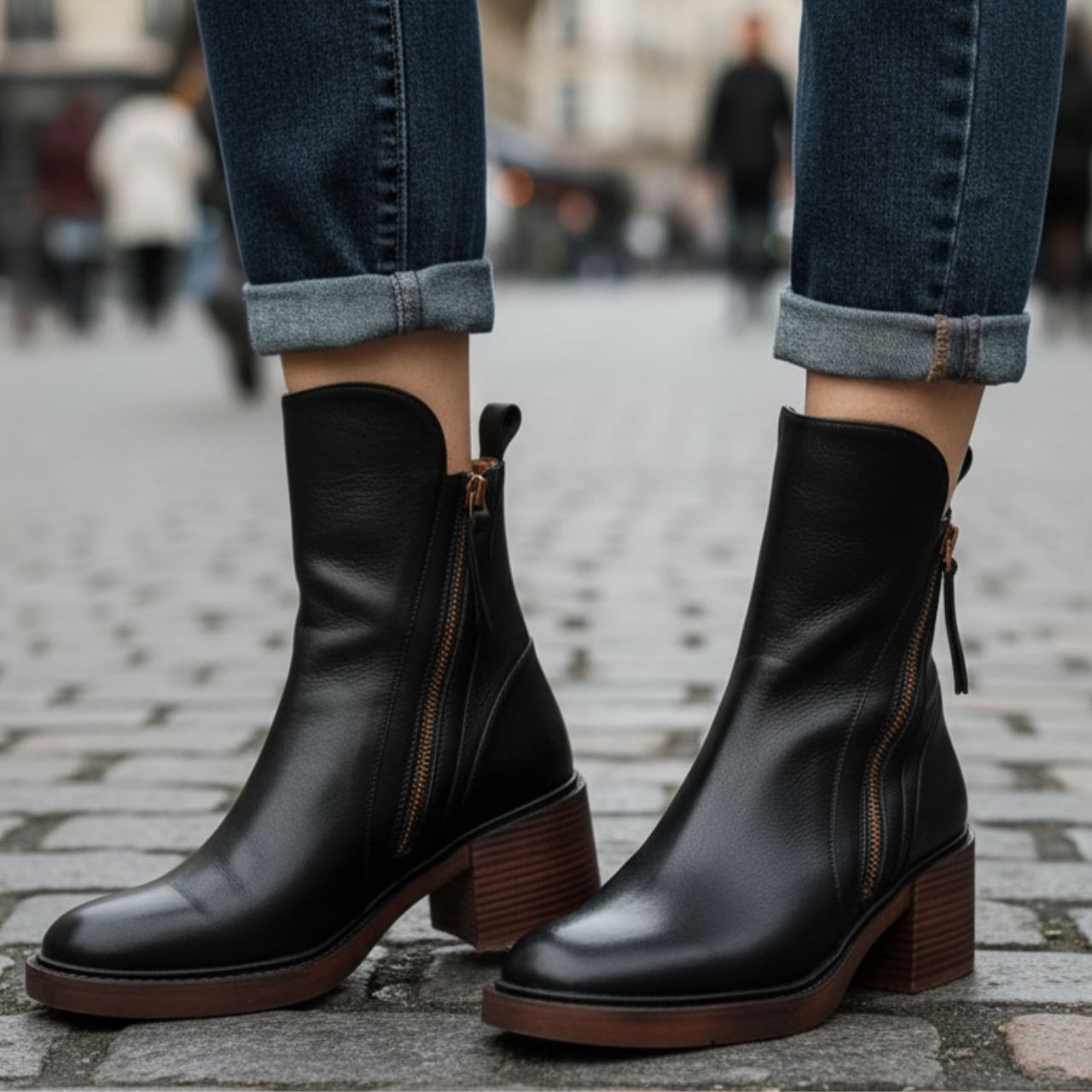 Camille™ | Bottine en Cuir à Talon Confort