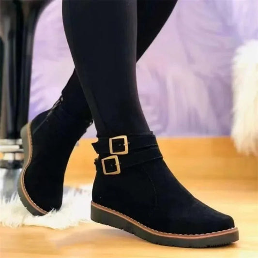 Noor - Women's Ankle Boots with Double Buckle